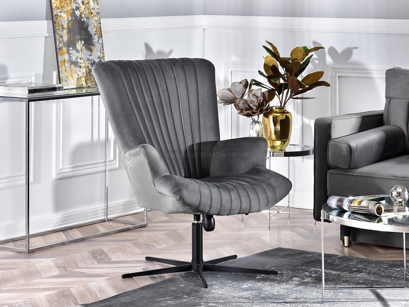 fotel ESLA szary srebrny elegancki welurowy do salonu