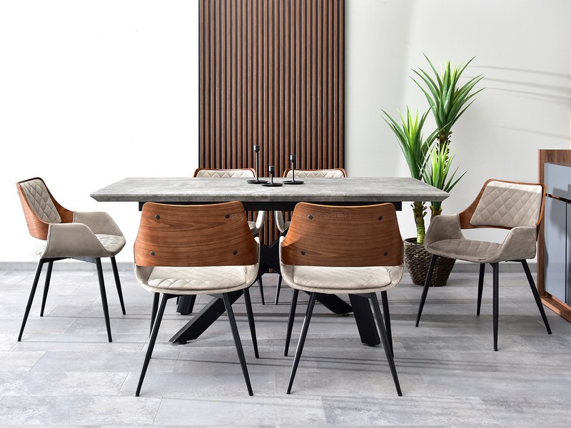 krzesło morgan beżowy welur orzechowy fornir nowoczesny design eleganckie do jadalni