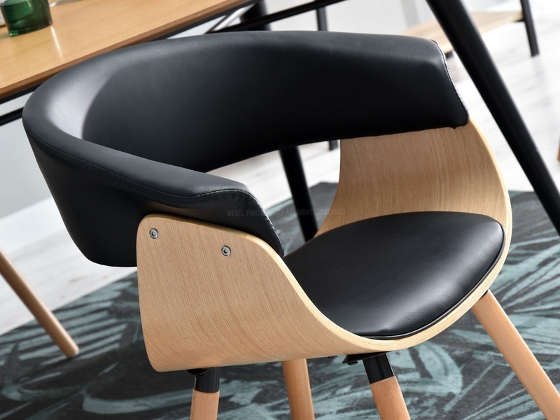 krzesło dębowe elina z czarną skórą ekologiczną drewno gięte