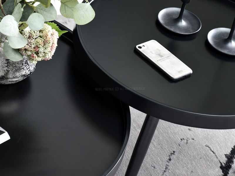 zestaw stolików kawowych do salonu czarnych LAVIN S+XL industrialne