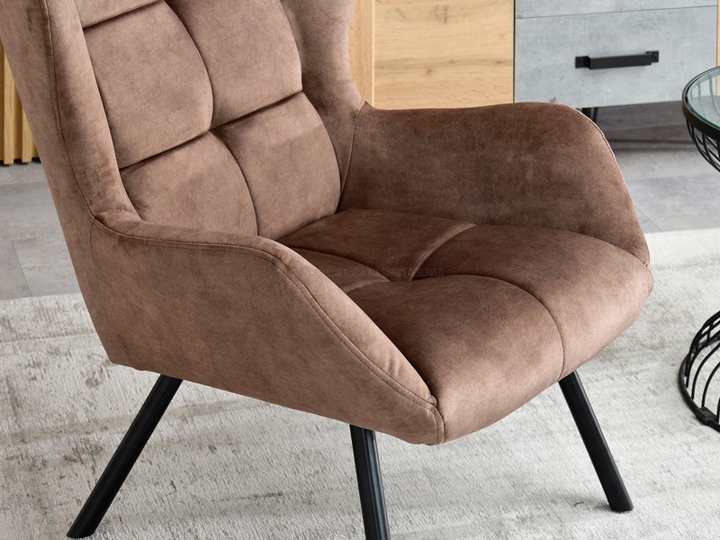 fotel NOEL przeszywany brązowy nowoczesny