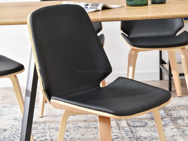 nowoczesne krzesło z drewna fornirowanego VINCE buk czarna skóra ekologiczna kolor we wnętrzach nowoczesny design