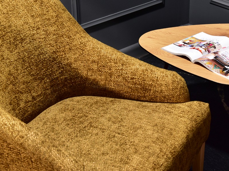 fotele ROSEN bursztyn musztarda fotel wypoczynkowy do salonu do pokoju dziennego komfortowy wygodny nowoczesny stylowy z podłokietnikiem