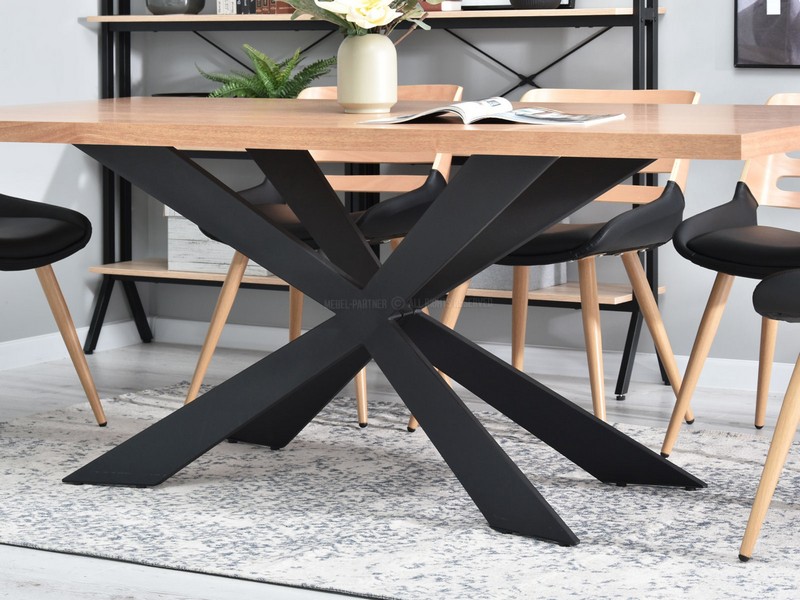 podstawa stołu RETRO czarne 4 nogi w X blat w kolorze dąb naturalny nowoczesny design w stylu loft