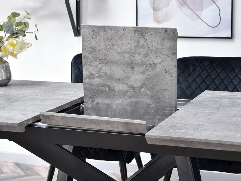 sposób rozkładania się stołu TIMOR prowadnice czarna podstawa nowoczesna designerska industrialna loft do jadalni do pokoju dziennego