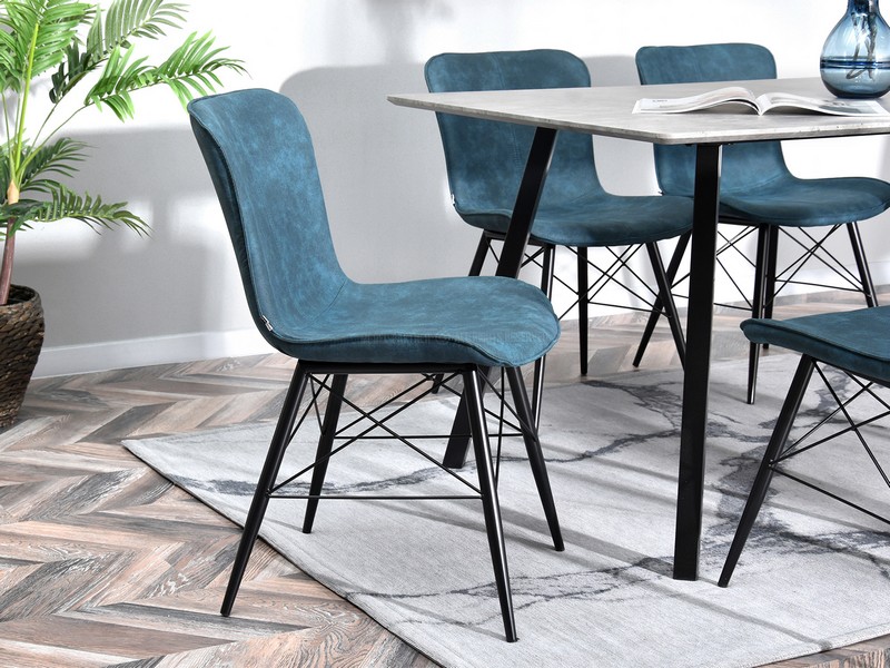 niebieskie krzesło do jadalni krzesła do salonu tkanina MARGOT nowoczesny design stabilna podstawa 