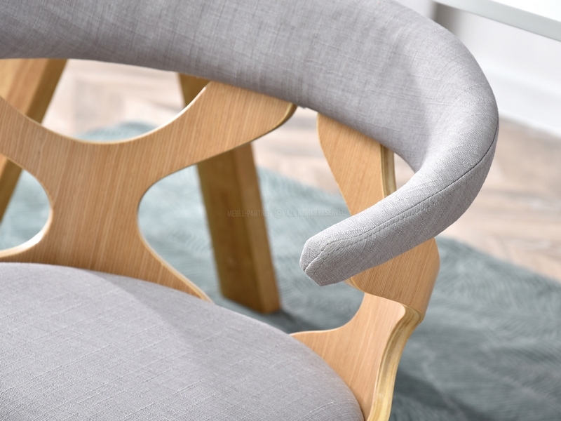 obrotowe krzesło do pokoju dziennego jadalni BONITO buk szara tkanina ażurowe nowoczesne skandynawski styl