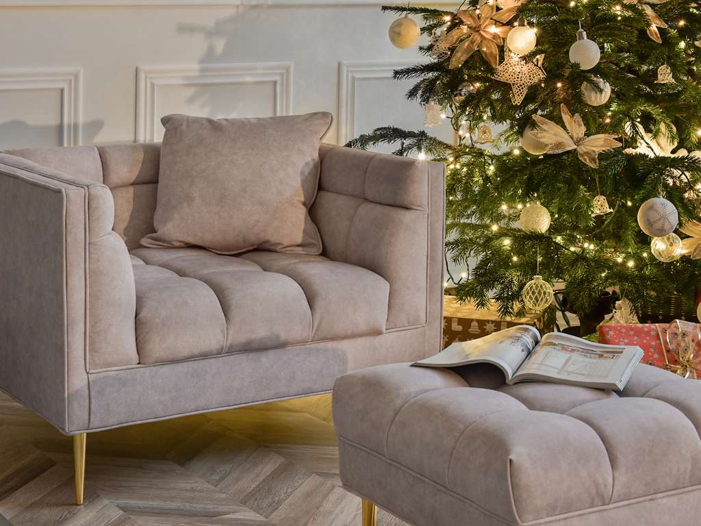 elegancki nowoczesny fotel DECO przeszycia lamowanie styl glamour złote nóżki do salonu do pokoju dziennego wygodny głęboki