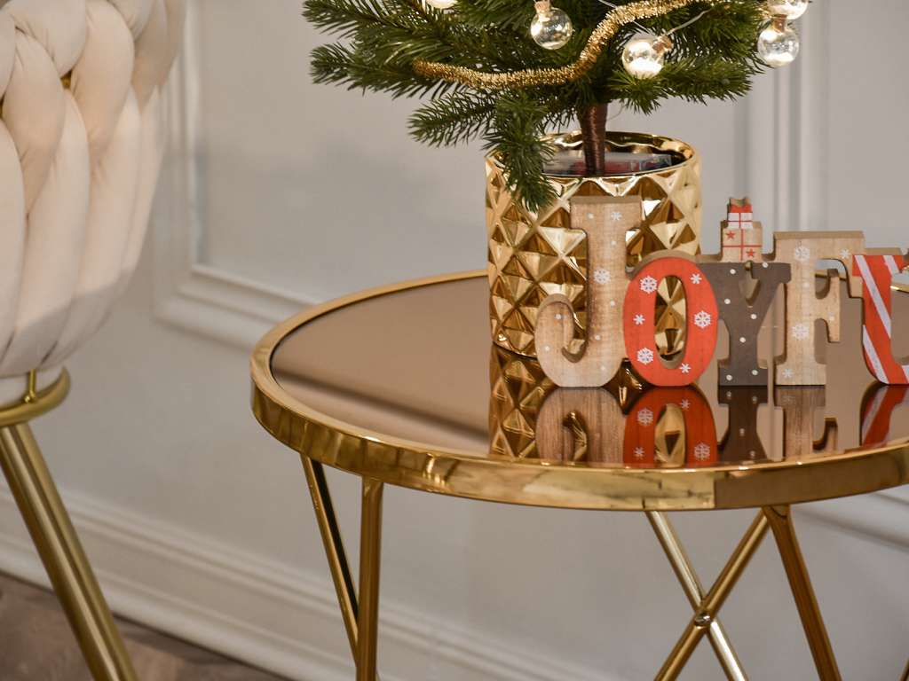 elegancki stolik kawowy w stylu glamour wysoki AMIN S nowoczesny złoto i brąz 