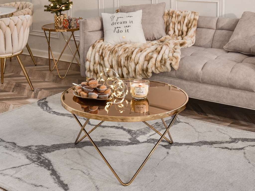stolik kawowy AMIN XL złoto brąz nowoczesny design stylowa podstawa 3 nogi glamour 