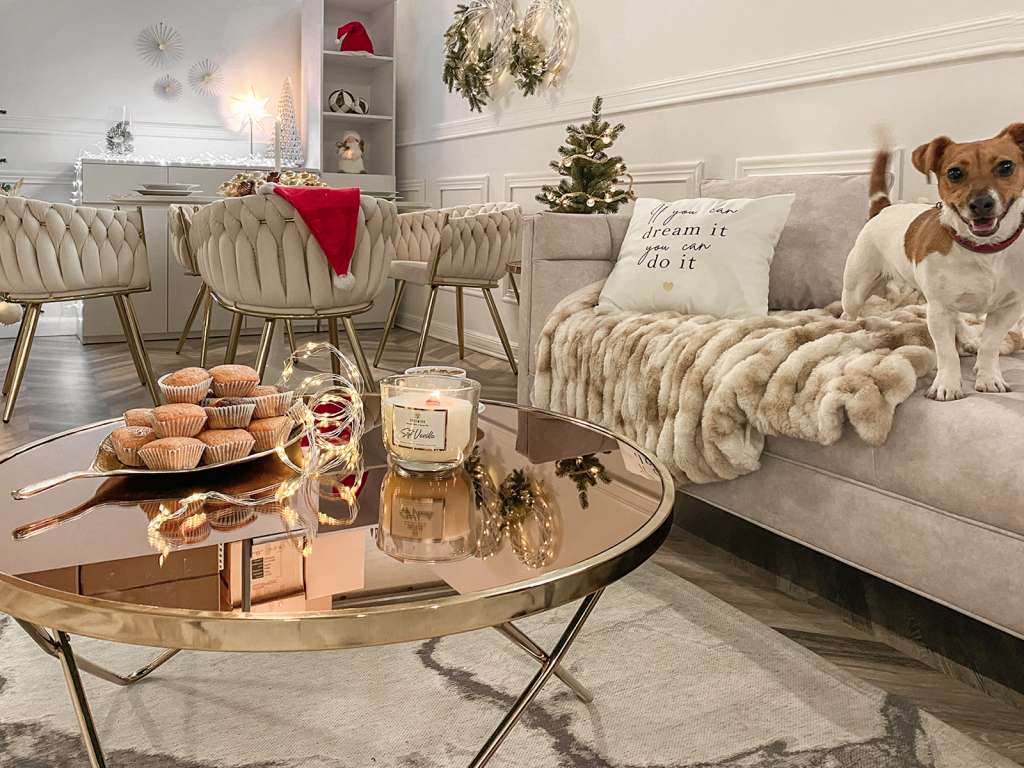 elegancki stolik kawowy AMIN XL złoto brąz pies sofa DECO elegancja glamour blink blink