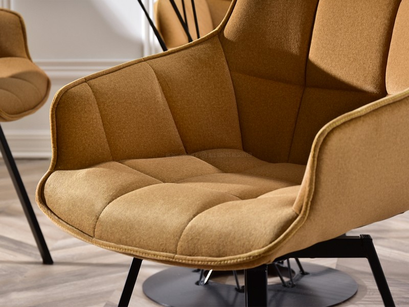 komfortowe krzesło do stołu ARUBA z przeszyciami i lamowaniem do salonu do jadalni tapicerowane przyjemną w dotyku tkaniną na czterech czarnych nogach